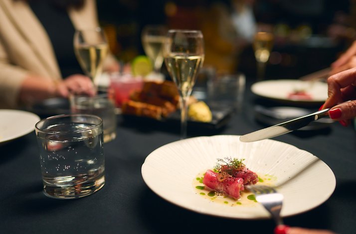 Close-up of a dish out of the six-course tasting menu served at Eureka 89 restaurant.