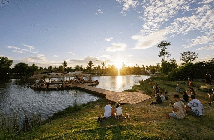 A sunset scene at the Wonderfruit festival.