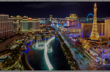 Nighttime view of the Las Vegas Strip.