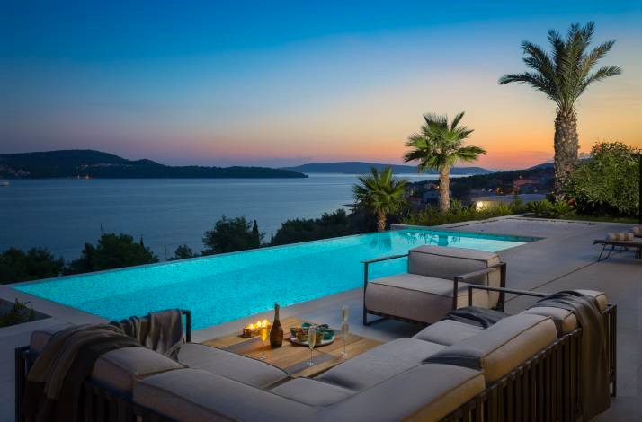 The view on the pool near villa Elyzeum in Croatia