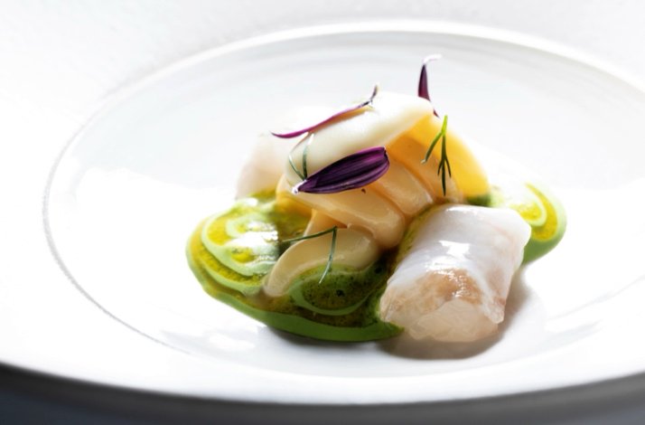 One of the dishes off the tasing menu cardholders will enjoy during private dining experience at Lasarte Restaurant.