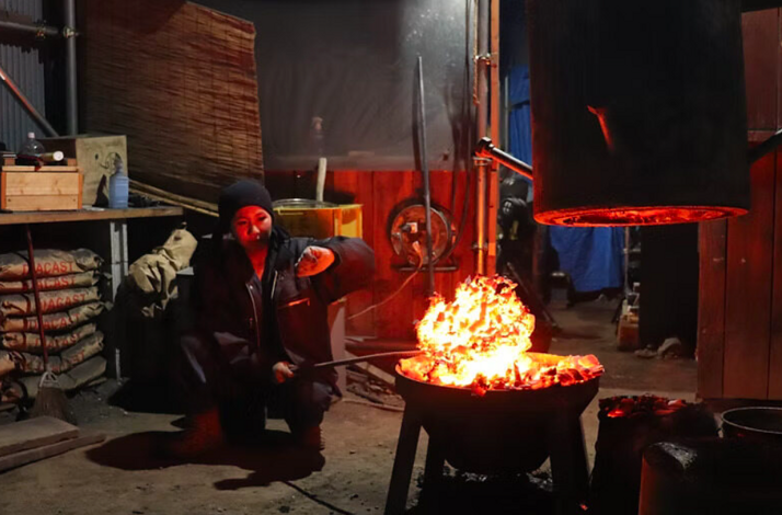 Sword forging process at Hirata Sword Smith in Japan.