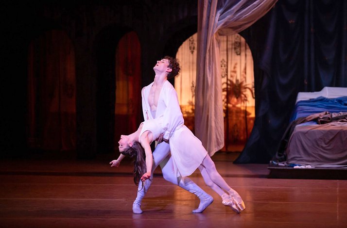 Sharni Spencer as Juliet and Callum Linnane as Romeo in Romeo and Juliet by Cranko, The Australian Ballet.