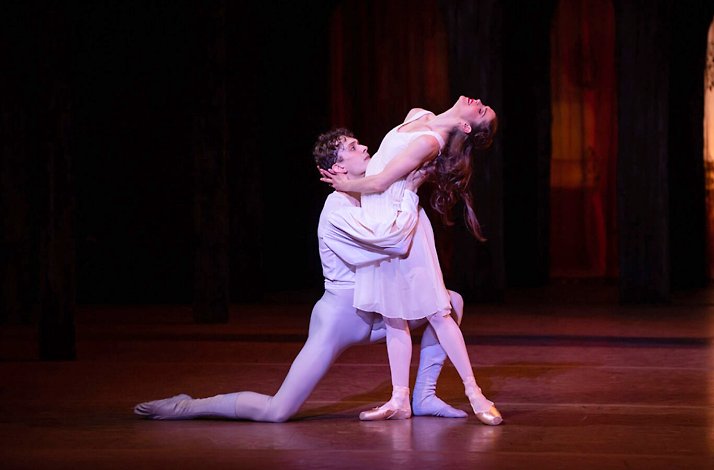 Scene from the ballet Romeo and Juliet, featuring dancers Sharni Spencer and Callum Linnane performing for The Australian Ballet.
