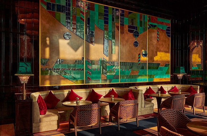 The Art Deco and Prohibition era styled seating and decoration at 1920 Cocktail Bar.