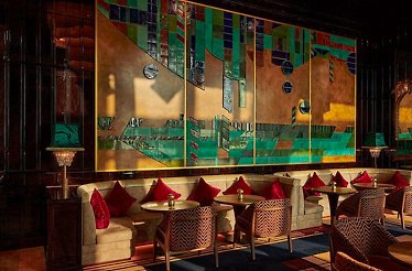 The Art Deco and Prohibition era styled seating and decoration at 1920 Cocktail Bar.