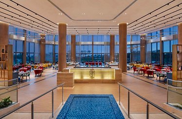 The elegant entrance of the buffet-style dining venue at 81 Restaurant.