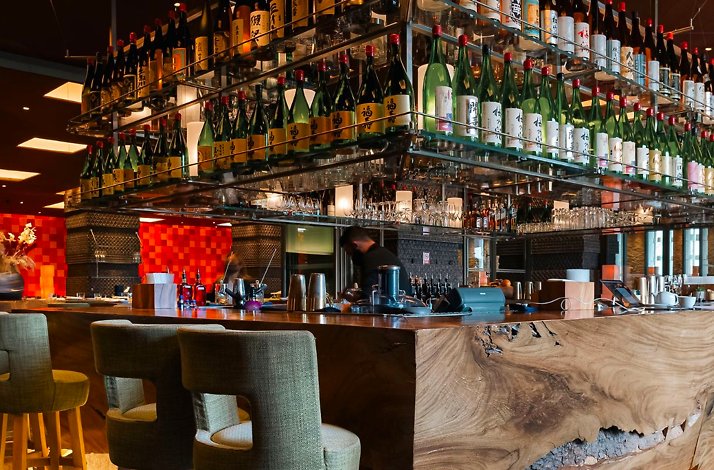 Bar counter of the Zuma Istanbul restaurant.