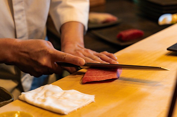 The process of making Sushi.