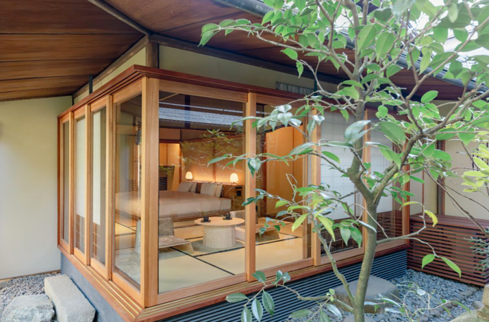 Restored 120-year-old villa in Kyoto’s Higashiyama district with traditional tea room.