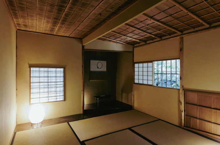 Traditional tatami room in restored 120-year-old villa in Kyoto’s Higashiyama district.