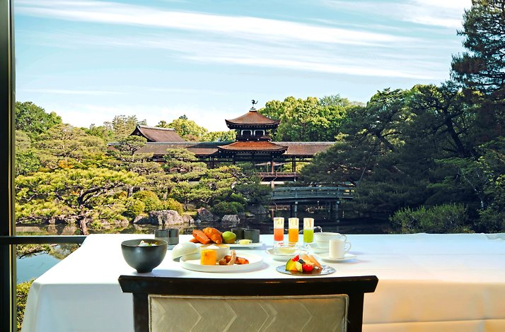 Breakfast on the table at Heian Jingu Kaikan.