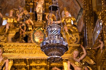 Decorations and service elements inside Santiago cathedral