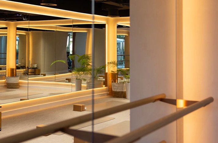 The mirrored walls at HWH Studio, Dubai.