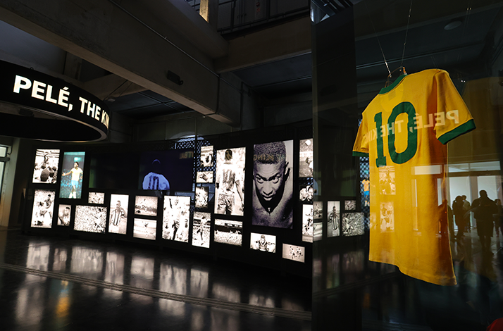 Exhibit dedicated to Pelé at the Museu do Futebol (Football Museum) in São Paulo, Brazil.