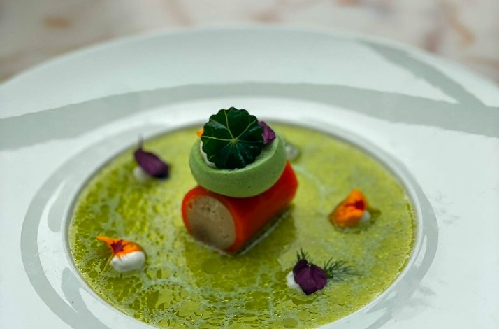 One of the dishes served at the Michelin Bib Gourmand-awarded restaurant La Belle Source.