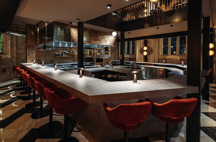 The chef’s table and open kitchen at Ambrozijn restaurant in Valkenburg aan de Geul.