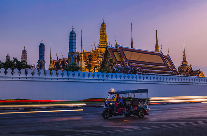 City's temples and landmarks from a new perspective as they glow under urban lights