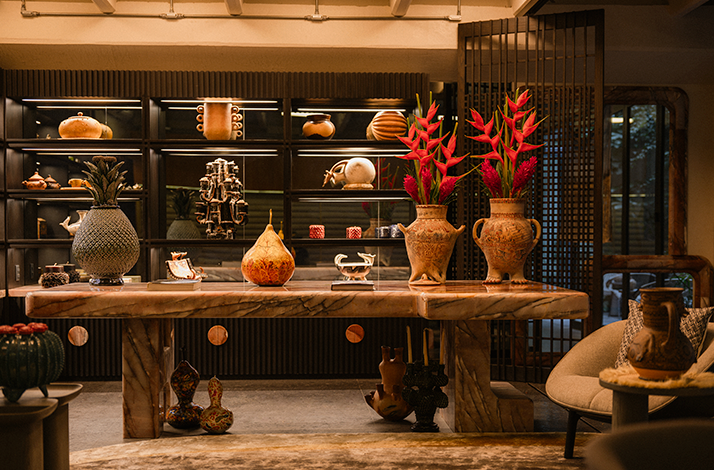 The interior decor of the Colima 71 Art Community Hotel in Mexico City. 