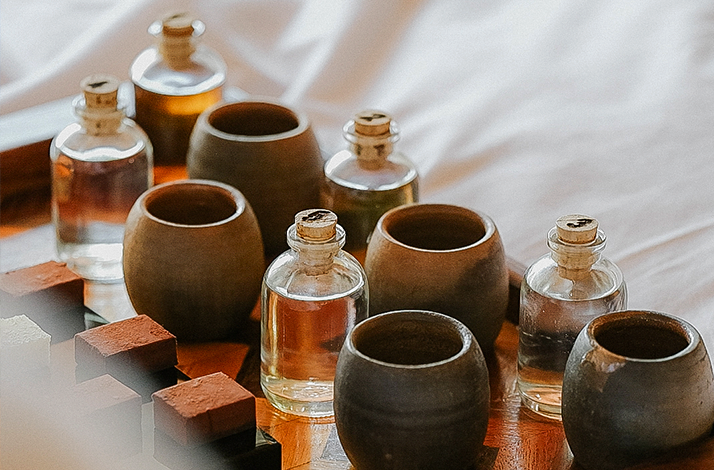 A tasting set of spirits at  at Colima 71 Casa de Arte Hotel