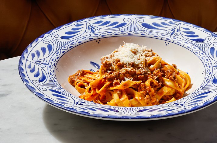 A photo of fresh tagliatelle bolognese