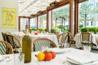 Dante restaurant in New York with tables set for dining outdoors.