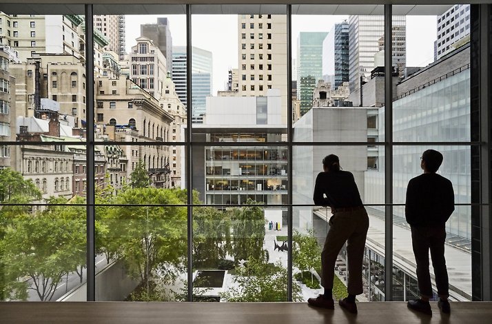 The view on the Abby Aldrick Rockefeller sculpture gardet at The Museum of Modern Art (MoMA)