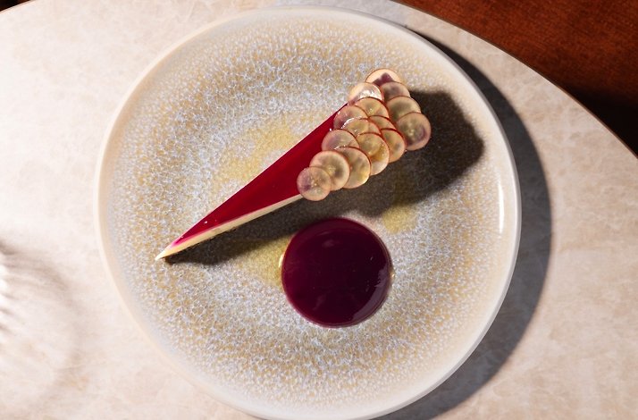 Elegant dessert from immersive Caribbean dining experience.