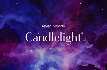 Night sky with overlay text 'fever presents Candlelight©'.