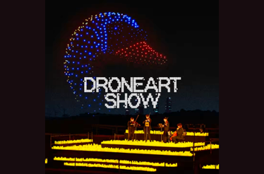 Promotional banner for DroneArt's night sky, picnic in hand