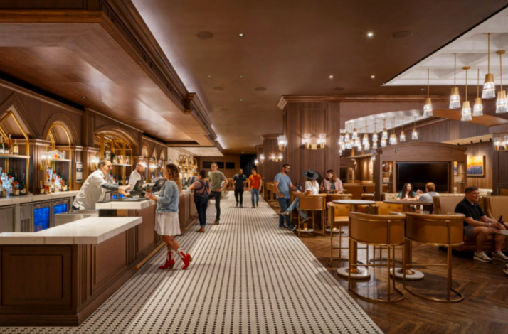 Lounge and bar area at the Moody Center.