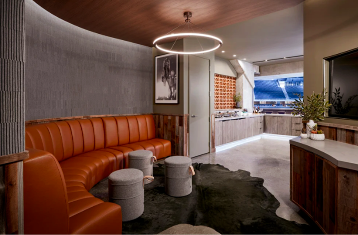 Interior of a suite at the Moody Center in Austin, Texas.