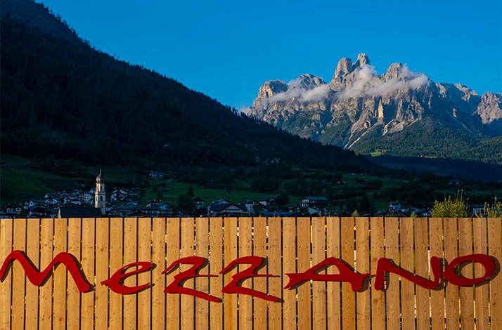 View of the mountains in the village of Mezzano di Primiero.