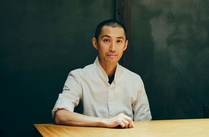 Chef Kaneda from Narayamachi is sitting at the table.