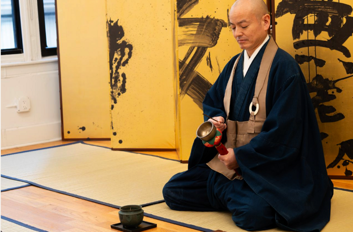 Promotional photo of Renzai Sen priest Rev. Dr. Masaki Matsubara leading a Zen Workshop.