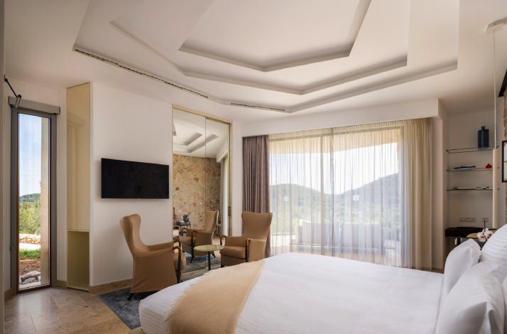 Interior of a room at Villa Nai 3.3, Croatia's only three-Michelin Key hotel.