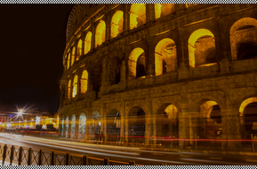 Night view of the Colosseum.