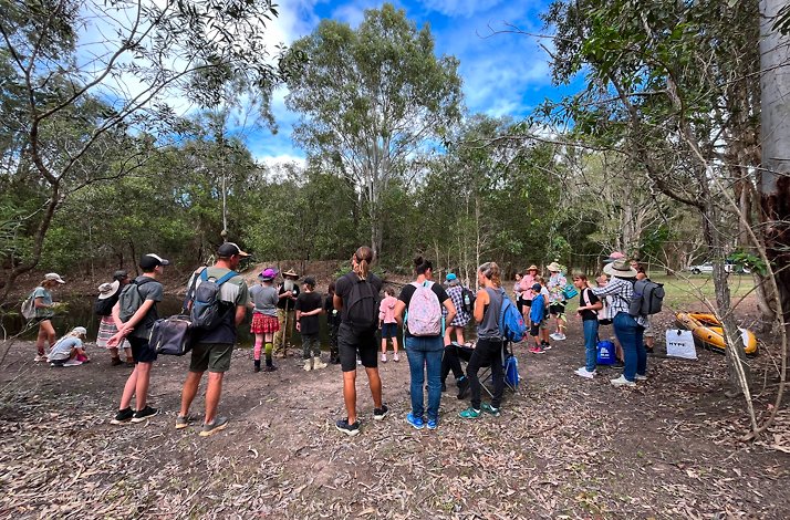 Group of people is gathered for unique workshop in Gubbi Gubbi Country.
