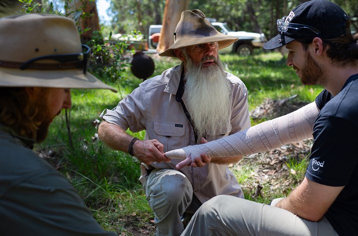 Rick J Petersen demonstrating first aid in wildlife.