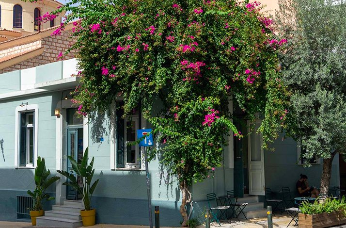 Charming cafe in the Petralona neighborhood of Athens, Greece.