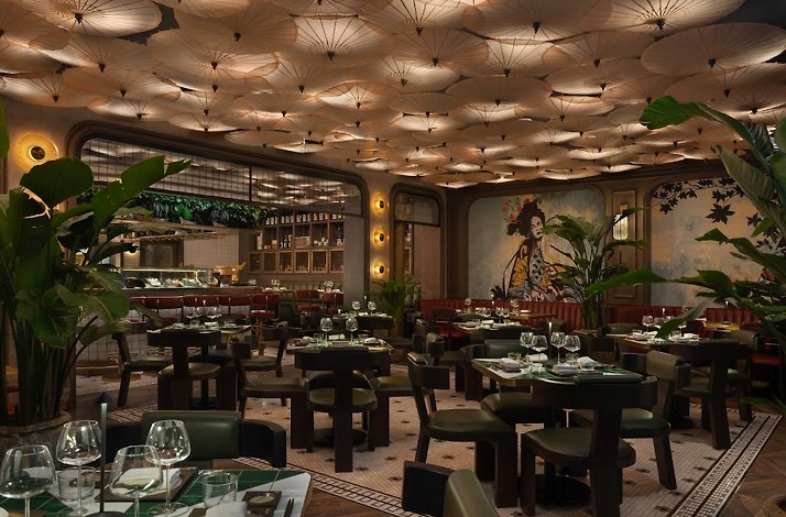 Dining area at Chinese restaurant SushiYaki in Dubai.