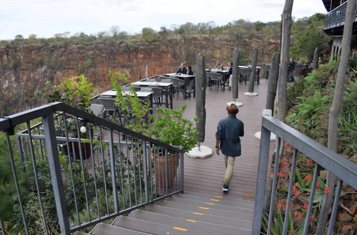 Lookout Café, an open-air restaurant perched on the edge of the Batoka Gorge in Victoria Falls.