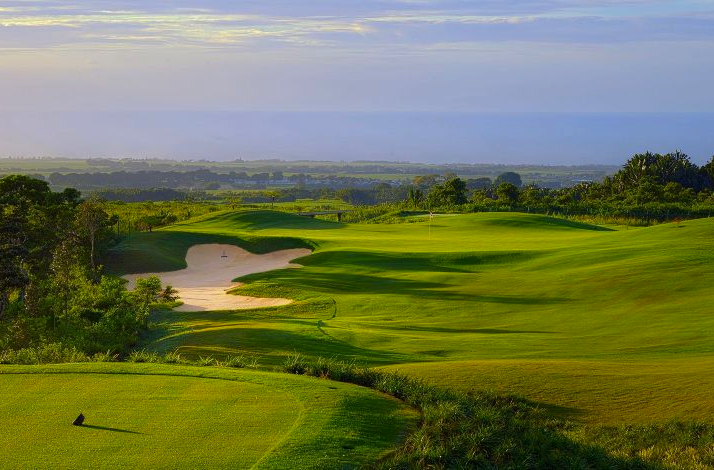Golf course fairway with sand bunker at Avalon Golf Estate.