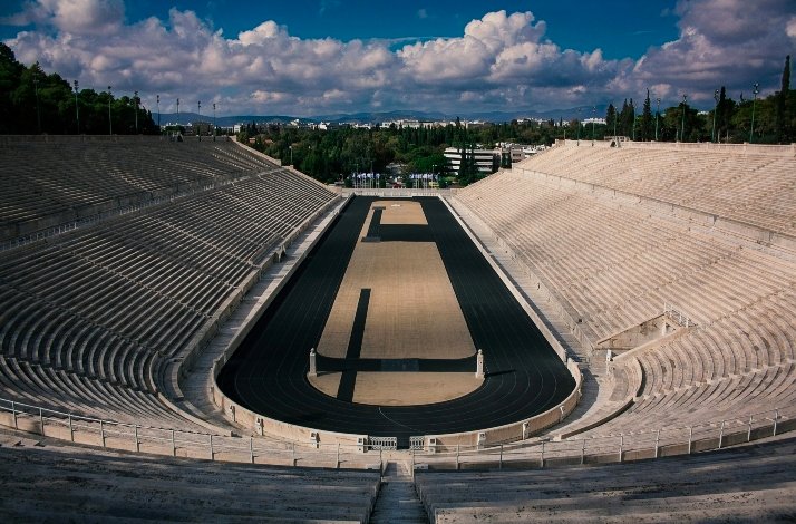 Panoramic view of Panathenaic Stadium in Athens, Greece.