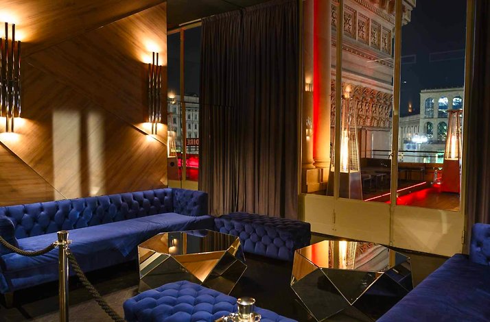 The elegant lounge at Terrazza Duomo 21.