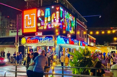 Vibrant nightlife scene at La Placita de Santurce in San Juan, Puerto Rico.