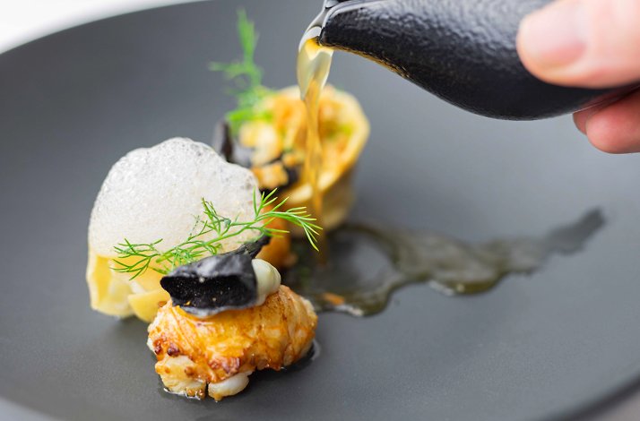 Gourmet meal served at Grand Hotel Beatrix.