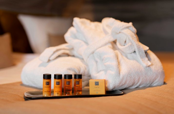 Welcome set and bath robe served at Grand Hotel Beatrix.