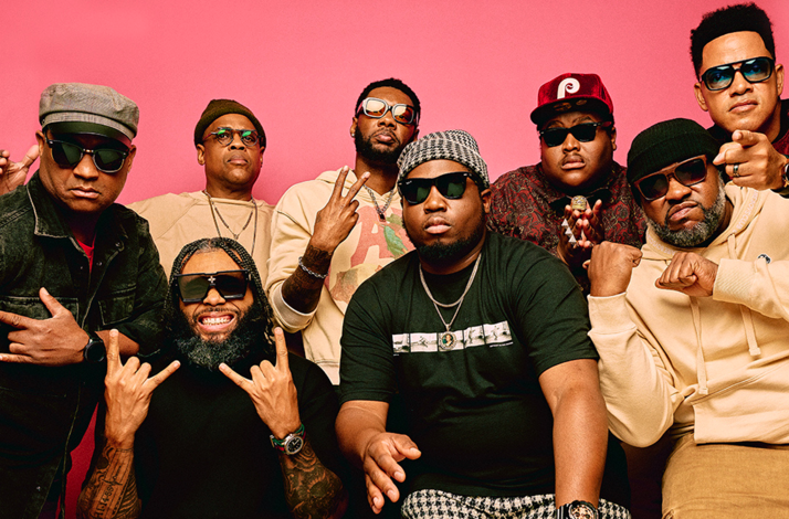 Promotional banner for ensemble The Soul Rebels with saxophonist Karl Denson.