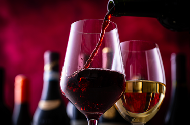 Red and white wine being poured into tasting glasses during a premium winery experience in Chile's Maipo Valley
